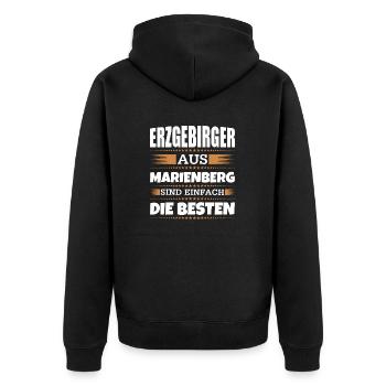 Erzgebirger aus Marienberg - Unisex Premium Bio Zip Hoodie - Schwarz - Hinten - Nico (187cm)