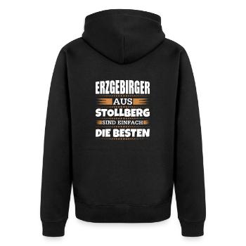Erzgebirger aus Stollberg - Unisex Premium Bio Zip Hoodie - Schwarz - Hinten - Nico (187cm)
