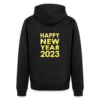 Nouvel An 2023 - Fête du compte à rebours du Nouvel An - Veste à capuche bio Premium Unisexe - noir - Dos - Nico (187cm)