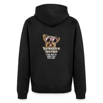 Yorkshire Terrier Yorkie Hund Geschenk - Unisex Premium Bio Zip Hoodie - Schwarz - Hinten - Nico (187cm)
