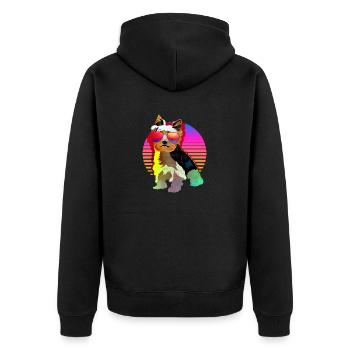Yorkshire Terrier Yorkie Hund Geschenk - Unisex Premium Bio Zip Hoodie - Schwarz - Hinten - Nico (187cm)