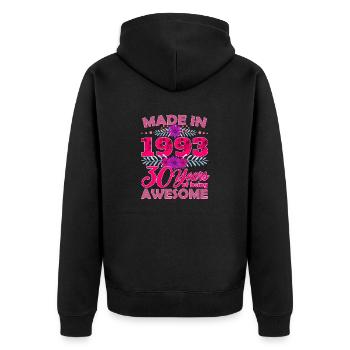 Made in 1993 30 Years of Being Awesome - 30th Birt - Unisex Premium Organic Zip Hoodie - black - Back - Nico (187cm)