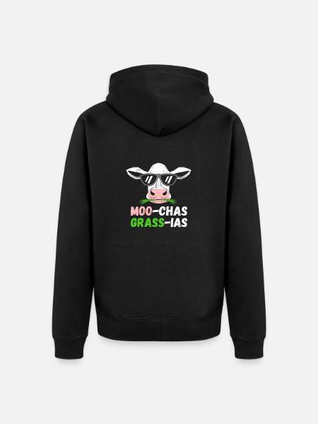 Moo chas Grass ias - Unisex Premium Organic Zip Hoodie - black