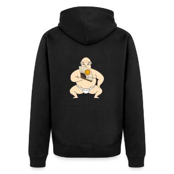 Samurai Funny Fun Naked - Unisex Premium Bio Zip Hoodie - Schwarz - Hinten - Nico (187cm)