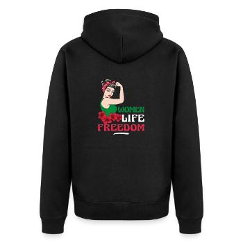 Liberté de vie des femmes - Femmes iraniennes mignonnes - Veste à capuche bio Premium Unisexe - noir - Dos - Nico (187cm)