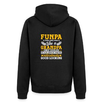 Funpa Definition Wie Ein Opa Nur Kühler - Unisex Premium Bio Zip Hoodie - Schwarz - Hinten - Nico (187cm)