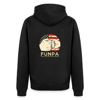 Funpa-definition Wie Opa, Nur Cooler - Unisex Premium Bio Zip Hoodie - Schwarz - Hinten - Nico (187cm)