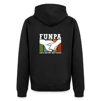 Funpa-definition Wie Opa, Nur Cooler - Unisex Premium Bio Zip Hoodie - Schwarz - Hinten - Nico (187cm)