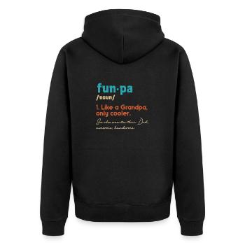 Funpa-definition Wie Opa, Nur Cooler - Unisex Premium Bio Zip Hoodie - Schwarz - Hinten - Nico (187cm)