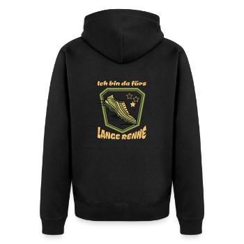 Lustiges Marathon Läufer Laufen Cross Country - Unisex Premium Bio Zip Hoodie - Schwarz - Hinten - Nico (187cm)