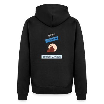 Meine Meinung zu dem Ganzen - Unisex Premium Bio Zip Hoodie - Schwarz - Hinten - Nico (187cm)