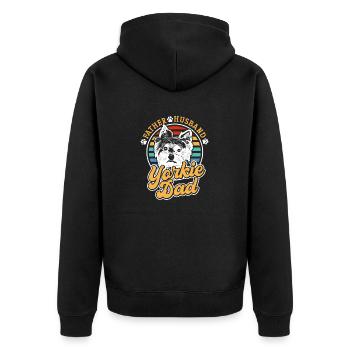 Yorkshire Terrier Yorkie Hund Geschenk - Unisex Premium Bio Zip Hoodie - Schwarz - Hinten - Nico (187cm)