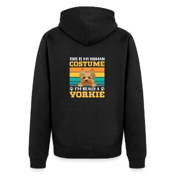 Yorkshire Terrier Yorkie Hund Geschenk - Unisex Premium Bio Zip Hoodie - Schwarz - Hinten - Nico (187cm)