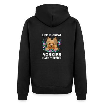 Yorkshire Terrier Yorkie Dog Cadeau - Veste à capuche bio Premium Unisexe - noir - Dos - Nico (187cm)