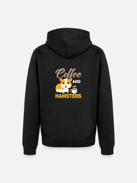 Coffee and Hamster Lover Gift - Unisex Premium Organic Zip Hoodie - black