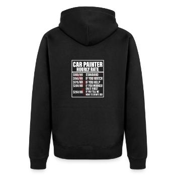 Peintre de voiture Taux horaire Peintre de carrosserie automobile Techni - Veste à capuche bio Premium Unisexe - noir - Dos - Nico (187cm)