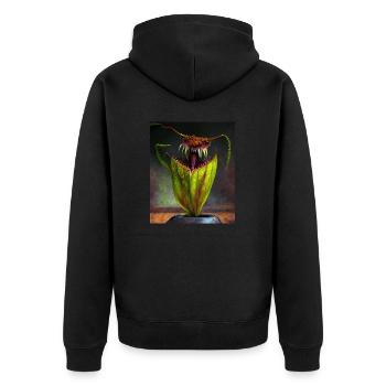 Funny Graphic Pitcher Plant Art Cool Nepenthes - Unisex Premium Organic Zip Hoodie - black - Back - Nico (187cm)