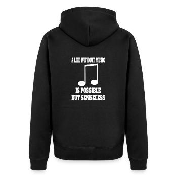 Musik Music Spruch Musizieren Musiker Musiklehrer - Unisex Premium Bio Zip Hoodie - Schwarz - Hinten - Nico (187cm)