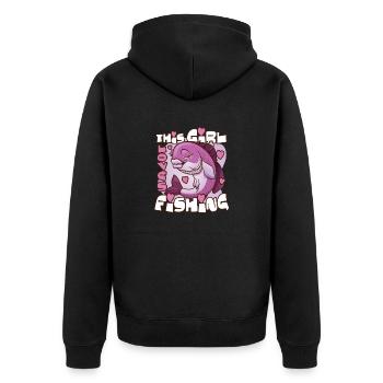 Dieses Mädchen liebt das Fischen Dieses Mädchen li - Unisex Premium Bio Zip Hoodie - Schwarz - Hinten - Nico (187cm)
