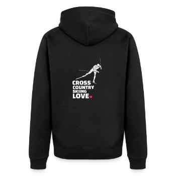 Ich Liebe Cross Country Skiing Stylish Cross - Unisex Premium Bio Zip Hoodie - Schwarz - Hinten - Nico (187cm)