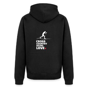 Ich Liebe Langlauf Stilvolles - Unisex Premium Bio Zip Hoodie - Schwarz - Hinten - Nico (187cm)