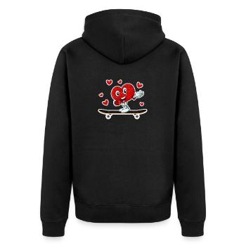 Valentinstag Herz Reiten Skateboard Liebhaber - Unisex Premium Bio Zip Hoodie - Schwarz - Hinten - Nico (187cm)