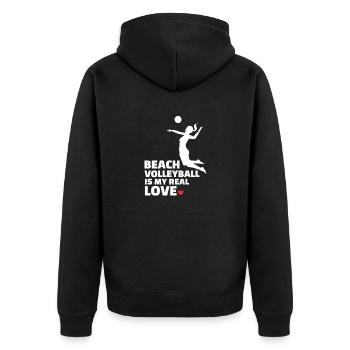 J’adore le beach-volley Plage élégante - Veste à capuche bio Premium Unisexe - noir - Dos - Nico (187cm)