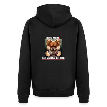 Nerv nicht - Ich zocke grade (Hund) 1 - Unisex Premium Bio Zip Hoodie - Schwarz - Hinten - Nico (187cm)