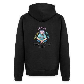 Anime t gaming eating Manga Geschenk - Unisex Premium Bio Zip Hoodie - Schwarz - Hinten - Nico (187cm)