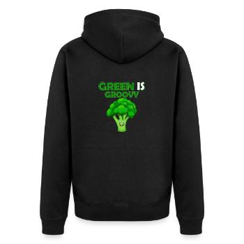 Le vert est le brocoli aux légumes Groovy - Veste à capuche bio Premium Unisexe - noir - Dos - Nico (187cm)