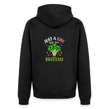 Just A Girl Who Loves Broccoli Broccolies Vegetabl - Unisex Premium Organic Zip Hoodie - black - Back - Nico (187cm)