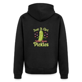 Just A Girl Who Loves Pickles Cucumber Pickle - Unisex Premium Bio Zip Hoodie - Schwarz - Hinten - Nico (187cm)