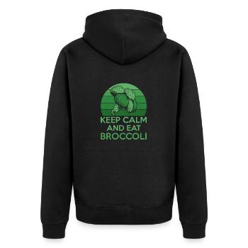 Keep Calm And Eat Broccoli Broccolies Vegetable - Unisex Premium Bio Zip Hoodie - Schwarz - Hinten - Nico (187cm)