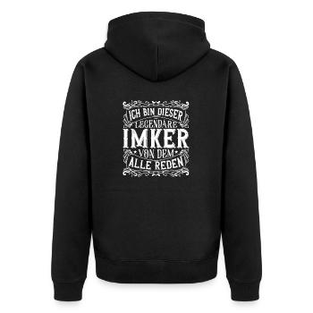 Ich bin dieser Legendäre Imker Imkermeister - Unisex Premium Bio Zip Hoodie - Schwarz - Hinten - Nico (187cm)