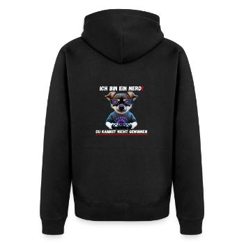 Ich bin ein Nerd - Du kannst nicht gewinnen - Unisex Premium Bio Zip Hoodie - Schwarz - Hinten - Nico (187cm)