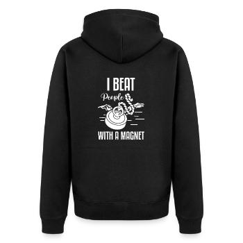 Magnetfischer Magnetangeln Schatzsuche - Unisex Premium Bio Zip Hoodie - Schwarz - Hinten - Nico (187cm)