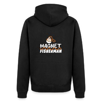 Magnetfischer Magnetangeln Schatzsuche - Unisex Premium Bio Zip Hoodie - Schwarz - Hinten - Nico (187cm)
