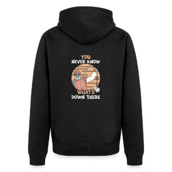 Magnetfischer Magnetangeln Schatzsuche - Unisex Premium Bio Zip Hoodie - Schwarz - Hinten - Nico (187cm)