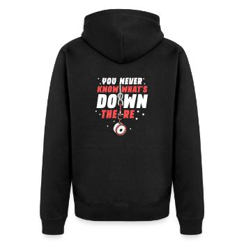 Magnetfischer Magnetangeln Schatzsuche - Unisex Premium Bio Zip Hoodie - Schwarz - Hinten - Nico (187cm)