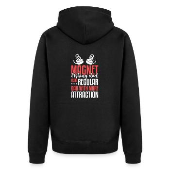 Magnetfischer Magnetangeln Schatzsuche - Unisex Premium Bio Zip Hoodie - Schwarz - Hinten - Nico (187cm)