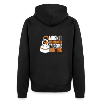 Magnetfischer Magnetangeln Schatzsuche - Unisex Premium Bio Zip Hoodie - Schwarz - Hinten - Nico (187cm)