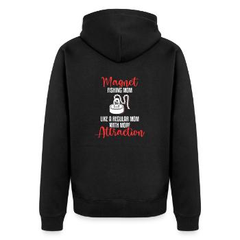 Magnetfischer Magnetangeln Schatzsuche - Unisex Premium Bio Zip Hoodie - Schwarz - Hinten - Nico (187cm)