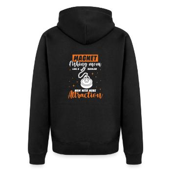Magnetfischer Magnetangeln Schatzsuche - Unisex Premium Bio Zip Hoodie - Schwarz - Hinten - Nico (187cm)