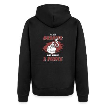 Magnetfischer Magnetangeln Schatzsuche - Unisex Premium Bio Zip Hoodie - Schwarz - Hinten - Nico (187cm)