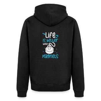 Magnetfischer Magnetangeln Schatzsuche - Unisex Premium Bio Zip Hoodie - Schwarz - Hinten - Nico (187cm)