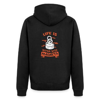 Magnetfischer Magnetangeln Schatzsuche - Unisex Premium Bio Zip Hoodie - Schwarz - Hinten - Nico (187cm)