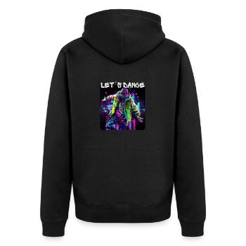 Mann in Graffiti-Look tanzt in Disco 1 - Unisex Premium Bio Zip Hoodie - Schwarz - Hinten - Nico (187cm)