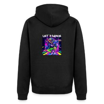 Frau in Graffiti-Look tanzt in Disco 3 - Unisex Premium Bio Zip Hoodie - Schwarz - Hinten - Nico (187cm)