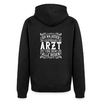 Ich bin dieser Legendäre Arzt - Unisex Premium Bio Zip Hoodie - Schwarz - Hinten - Nico (187cm)