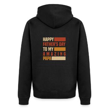 Happy father's day for my amazing papa - Unisex Premium Organic Zip Hoodie - black - Back - Nico (187cm)
